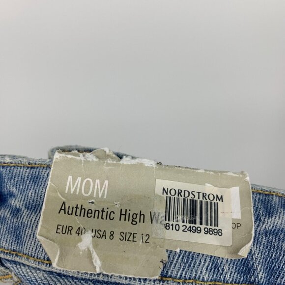 Topshop Mom Shorts Blue Denim Distressed Authentic High Waist NWT - Picture 13 of 13